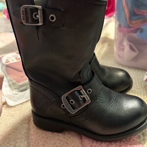 Frye Black Leather Boots with Buckles